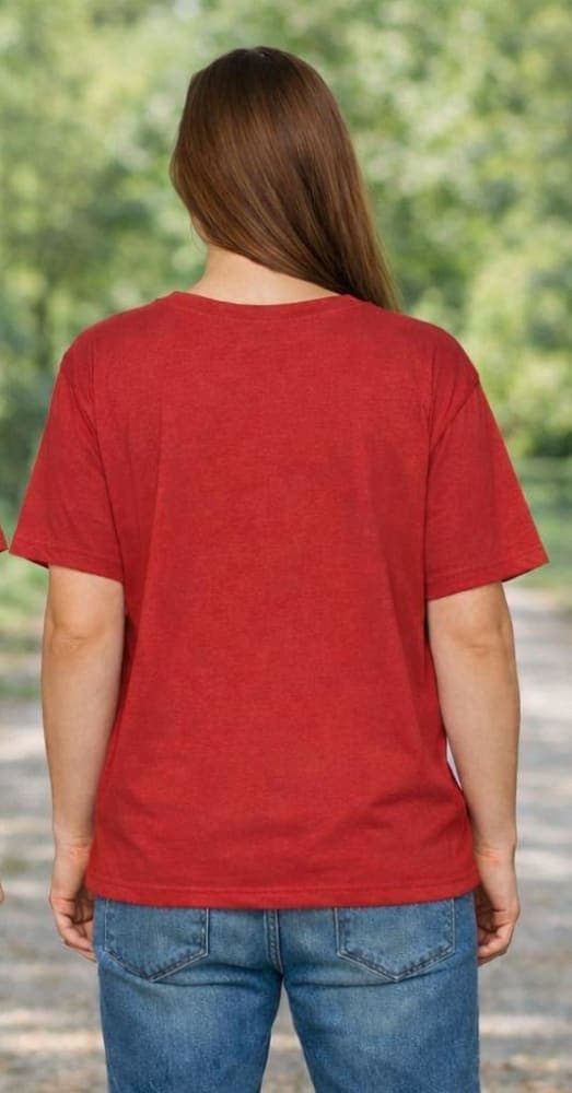 Women’s Red “HI” Graphic T-Shirt – Minimal Printed Casual Cotton Tee 2